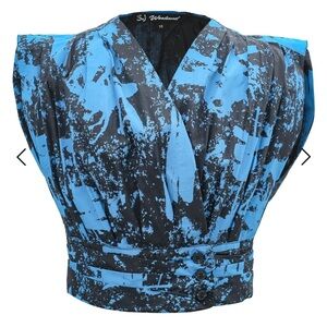 Cross-Heart Crop Top In Cotton - Blue